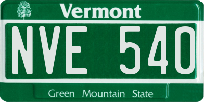 VT license plate NVE540
