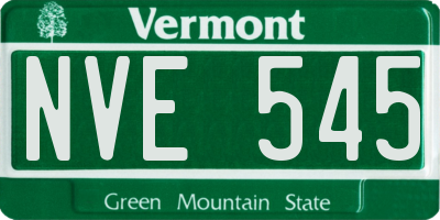 VT license plate NVE545