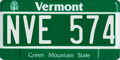 VT license plate NVE574