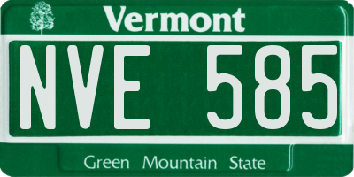 VT license plate NVE585