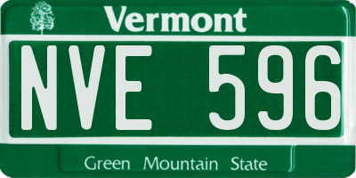 VT license plate NVE596