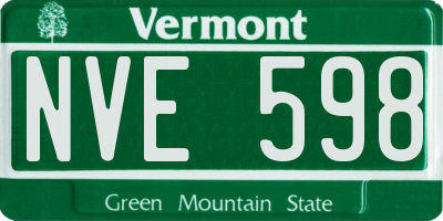 VT license plate NVE598