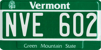 VT license plate NVE602