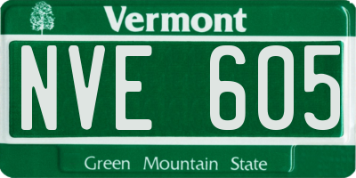 VT license plate NVE605