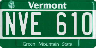 VT license plate NVE610