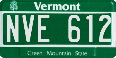 VT license plate NVE612