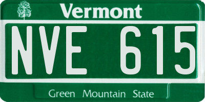 VT license plate NVE615