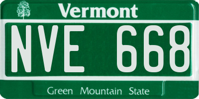 VT license plate NVE668