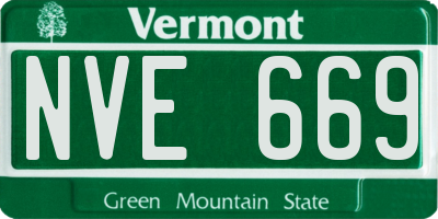 VT license plate NVE669