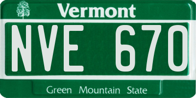 VT license plate NVE670