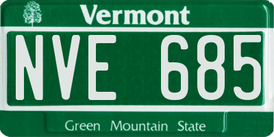 VT license plate NVE685