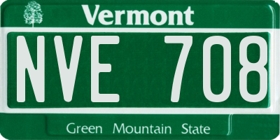 VT license plate NVE708