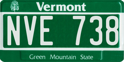 VT license plate NVE738