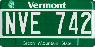 VT license plate NVE742