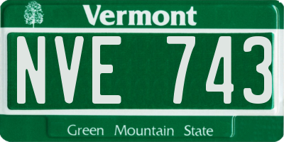 VT license plate NVE743