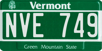 VT license plate NVE749