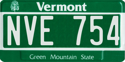 VT license plate NVE754