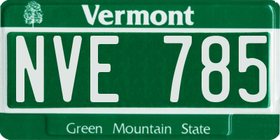 VT license plate NVE785