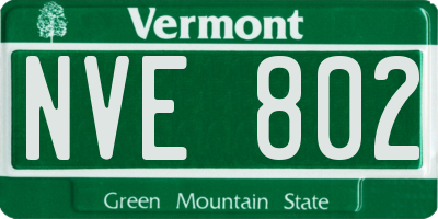 VT license plate NVE802