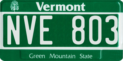 VT license plate NVE803