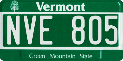 VT license plate NVE805