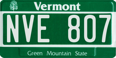 VT license plate NVE807