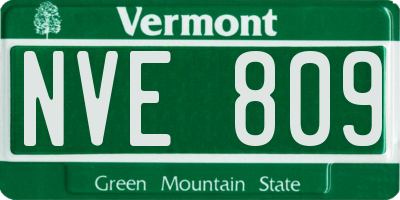 VT license plate NVE809