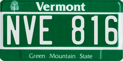 VT license plate NVE816