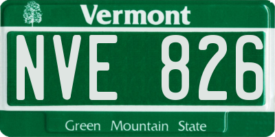 VT license plate NVE826