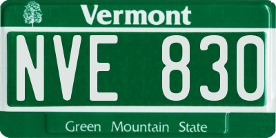 VT license plate NVE830
