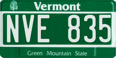 VT license plate NVE835