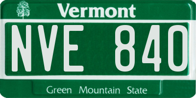 VT license plate NVE840