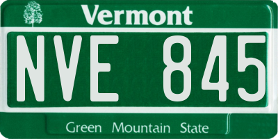 VT license plate NVE845