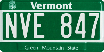 VT license plate NVE847