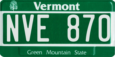 VT license plate NVE870