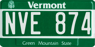VT license plate NVE874