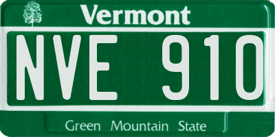 VT license plate NVE910
