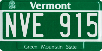 VT license plate NVE915