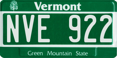 VT license plate NVE922