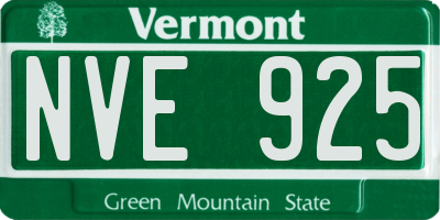 VT license plate NVE925