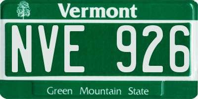 VT license plate NVE926