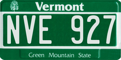 VT license plate NVE927