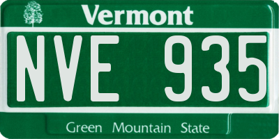 VT license plate NVE935