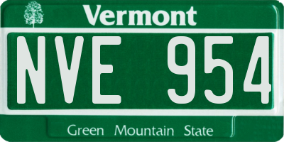 VT license plate NVE954