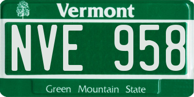 VT license plate NVE958