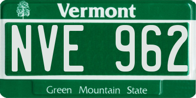 VT license plate NVE962