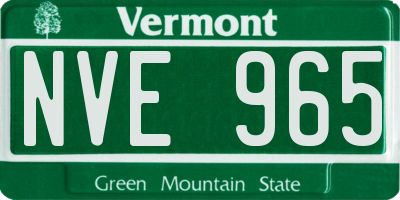 VT license plate NVE965
