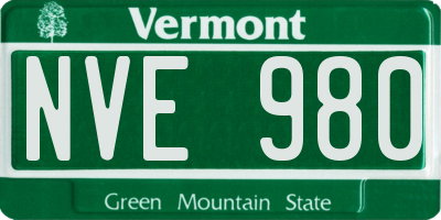 VT license plate NVE980