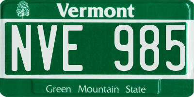 VT license plate NVE985