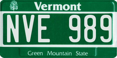 VT license plate NVE989